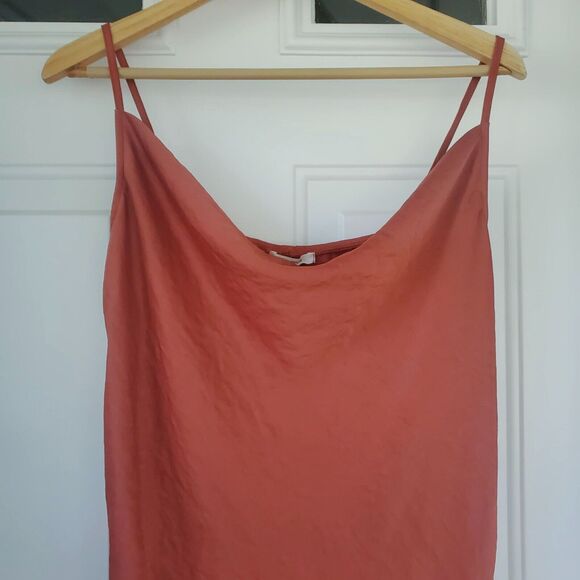 NWT Maurices Copper Drape Neck Mini Dress Waist Tie Spaghetti Women's Size Large - Picture 3 of 8